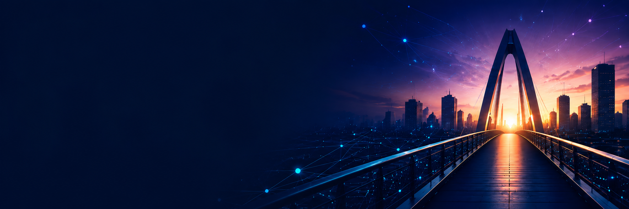 AI bridge city background